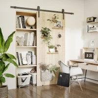 HOMCOM schuifdeurbeslagset met schroeven, complete set voor enkele houten deur(m-2)