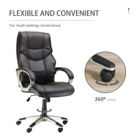 HOMCOM Home Office Chair High Back Computer Desk Chair with Faux Leather Adjustable Height Rocking Function Brown(m-6)