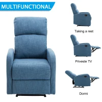 Homcom Fotoliu Relax Albastru – Rabatabil cu Taburet, 125 kg(m-4)