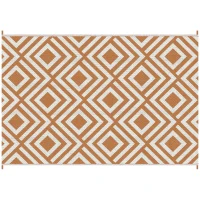 Outsunny Reversible Outdoor Rug, Plastic Straw Mat w/ Carry Bag Ground Stakes for Garden RV Picnic Beach Camping 182x274cm Brown(m-8)
