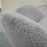 HOMCOM Makeup Vanity Chair, Cute Fluffy Desk Chair with Rolling Wheels for Bedroom Living Room, Grey(m-8)