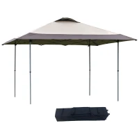 Outsunny 4 x 4m Pop-up Gazebo Canopy Tent with Roller Bag & Adjustable Legs for Outdoor Party, Steel Frame, Brown(m-1)