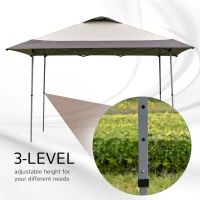 Outsunny 4 x 4m Pop-up Gazebo Canopy Tent with Roller Bag & Adjustable Legs for Outdoor Party, Steel Frame, Brown(m-6)