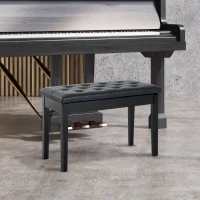 HOMCOM PU Leather Upholstered Piano Stool Makeup Stool Bench Dressing Table Seat with Storage 76x36x50cm, Black(m-2)