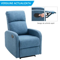 Homcom Fotoliu Relax Albastru – Rabatabil cu Taburet, 125 kg(m-5)