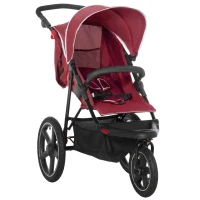 HOMCOM Foldable Three-Wheeler Baby Stroller w/ Canopy, Storage Basket - Red(m-1)