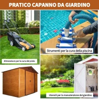 Outsunny Casetta da Giardino Porta Attrezzi in Acciaio con Porte Scorrevoli, 278x195x215cm, Marrone(m-6)