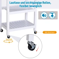 HOMCOM® BAREK KUCHENNY NA KÓŁKACH Z SZUFLADĄ drewniany biały(m-5)