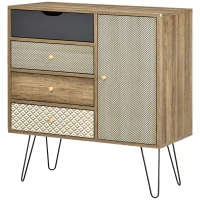 HOMCOM Cómoda de Madeira com 4 Gavetas Prateleira Ajustável e Pés de Metal para Sala de Estar Dormitório 79x39x86cm Marrom(m-11)