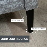 HOMCOM Ice Crush Velvet Fabric Upholstered Bed End Bench Padded Sponge Cushion with Armrests Rubber Wood - Silver-Tone and Grey(m-6)