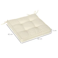 Outsunny Set of 4 Garden Seat Cushion with Ties, 42 x 42cm Replacement Dining Chair Seat Pad, Cream White(m-3)