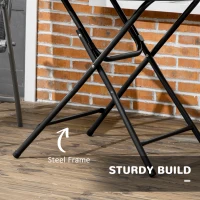 Outsunny Foldable Round Garden Table for 4, Outdoor Dining Table with HDPE Tabletop and Steel Frame, 80 x 80 x 73 cm, Dark Grey(m-6)