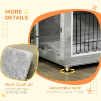 PawHut Dog Crate Furniture, Side End Table, Indoor Dog Kennel with Soft Washable Cushion, Wire Mesh, Large Top, for Medium and Large Dogs,90 x 58 x 65, Grey(m-7)
