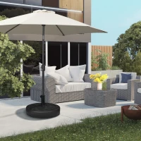 Outsunny Garden Parasol Base Holder, Outdoor Market Umbrella Stand Weight with Built-In Handle, 25kg Water or 35kg Sand Filled, Black(m-8)