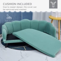 PawHut Pet Sofa for Medium And Large Sized Dog With Extra Cushion Solid Wood Legs Green(m-6)