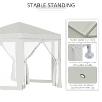 Outsunny 4M Hexagon Gazebo, Netting Party Tent Patio Canopy Outdoor Event Shelter for Activities, Shade Resistant, Cream White(m-5)