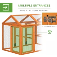 PawHut Large Chicken Run, Wooden Chicken coop, with Combinable Design - Wood Effect(m-5)