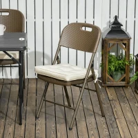 Outsunny Set of 4 Garden Seat Cushion with Ties, 42 x 42cm Replacement Dining Chair Seat Pad, Cream White(m-2)