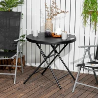 Outsunny Foldable Round Garden Table for 4, Outdoor Dining Table with HDPE Tabletop and Steel Frame, 80 x 80 x 73 cm, Dark Grey(m-10)