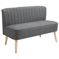 HOMCOM Modern Double Seat Sofa Loveseat Couch 2 Seater Compact Sofa Padded Linen Wood Leg Dark Grey(m-1)