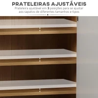 HOMCOM Sapateira Moderna com 2 Portas 5 Prateleiras de Armazenamento para 15 Pares de Sapatos 60x32x100cm Madeira e Branco(m-5)
