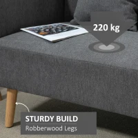 HOMCOM 2 Seater Sofa, Modern Fabric Loveseat Sofa, Small Couch with 2 Pillows, Armrest and Wood Legs for Living Room, Bedroom, Home Office, Grey(m-5)