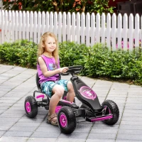 HOMCOM Kids Pedal Go Kart, with Adjustable Seat, Inflatable Tyres - Pink(m-2)