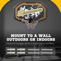 SPORTNOW Wall Mounted Basketball Hoop, Mini Basketball Hoop and Backboard Set for Teenagers and Adults, Outdoors and Indoors Door and Wall Use, Red and Yellow(m-4)