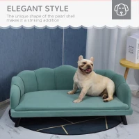 PawHut Pet Sofa for Medium And Large Sized Dog With Extra Cushion Solid Wood Legs Green(m-7)