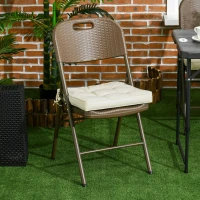 Outsunny Set of 4 Garden Seat Cushion with Ties, 42 x 42cm Replacement Dining Chair Seat Pad, Cream White(m-10)