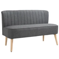 HOMCOM Modern Double Seat Sofa Loveseat Couch 2 Seater Compact Sofa Padded Linen Wood Leg Dark Grey(m-11)