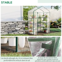 Outsunny Serre de jardin 8 étagères bâche transparente PVC porte enroulable 143 x 73 x 195 cm - transparent(m-6)