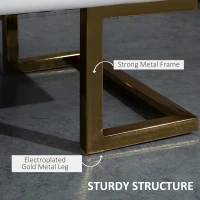 HOMCOM 120cm Long Ottoman Bench PU Leather Bed End Lounge Sofa with Gold Electroplated Legs for Bedroom Living Room Entryway White(m-4)