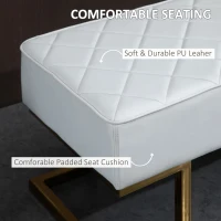 HOMCOM 120cm Long Ottoman Bench PU Leather Bed End Lounge Sofa with Gold Electroplated Legs for Bedroom Living Room Entryway White(m-5)