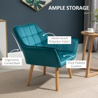 HOMCOM Blue Accent Chair, Velvet, Luxury Iron Frame for Bedroom/Living room(m-4)