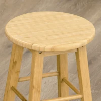 HOMCOM Ensemble table de bar rectangulaire + 2 tabourets ronds bambou avec repose-pieds 3 pièces 98 x 53 x 90 cm bois naturel(m-8)