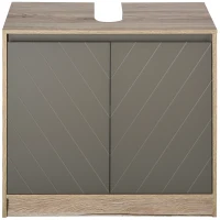 HOMCOM Under Sink Storage Cabinet Floor Standing Cupboard w/ Adjustable Shelf Bathroom Cabinet 2 Doors Versatile Style Grey(m-1)