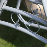 Outsunny Steel 3 Seater Swing Chair Patio Lounger Canopy Shelter Cushioned Seat Heavy Duty - Beige(m-9)