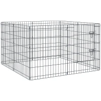 PawHut Recinto per Cani Gatti Cuccioli Roditori Recinzione Rete Gabbia 8 Pezzi 76 x 61cm Nero(m-11)