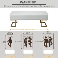 HOMCOM 120cm Long Ottoman Bench PU Leather Bed End Lounge Sofa with Gold Electroplated Legs for Bedroom Living Room Entryway White(m-7)