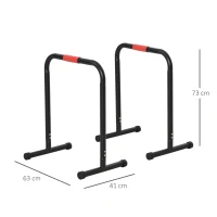 HOMCOM Barres à dips barres de musculation Fitness poignées ergonomiques et pieds antidérapants noir et rouge(m-3)
