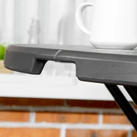 Tuintafel Outsunny, rond, opvouwbaar, voor 4 personen, houteffect, staal+kunststof, donkergrijs, 80 x 80 x 73 cm(m-9)