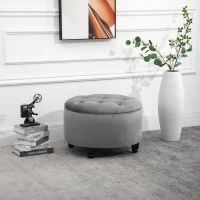 HOMCOM Storage Ottoman Footrest Corner Chair Rubber Wood Feet with Floor Protector Removable Lid(m-12)