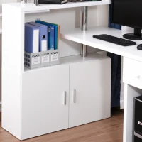 HOMCOM Rotating Corner Table Display Shelf Combo L-Shaped I-Shape Computer Desk Home Office, White(m-9)