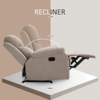HOMCOM Manual Recliner Armchair, w/Metal Base Upholste Chair w/ArmrestAccent Chairfor Bedroom Dorm OfficeBeige(m-4)