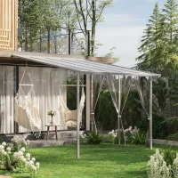 Outsunny Pergola, größenverstellbar, wetterbeständig, 300 cm x 300 cm x 273 cm, Weiß + Transparent(m-2)