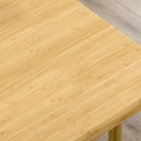 HOMCOM Ensemble table de bar rectangulaire + 2 tabourets ronds bambou avec repose-pieds 3 pièces 98 x 53 x 90 cm bois naturel(m-7)