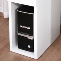 HOMCOM Rotating Corner Table Display Shelf Combo L-Shaped I-Shape Computer Desk Home Office, White(m-8)