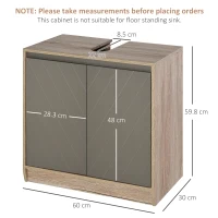 HOMCOM Under Sink Storage Cabinet Floor Standing Cupboard w/ Adjustable Shelf Bathroom Cabinet 2 Doors Versatile Style Grey(m-3)