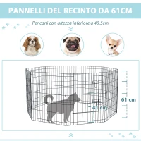 PawHut Recinto per Cani Gatti Cuccioli Roditori Recinzione Rete Gabbia 8 Pezzi 76 x 61cm Nero(m-5)
